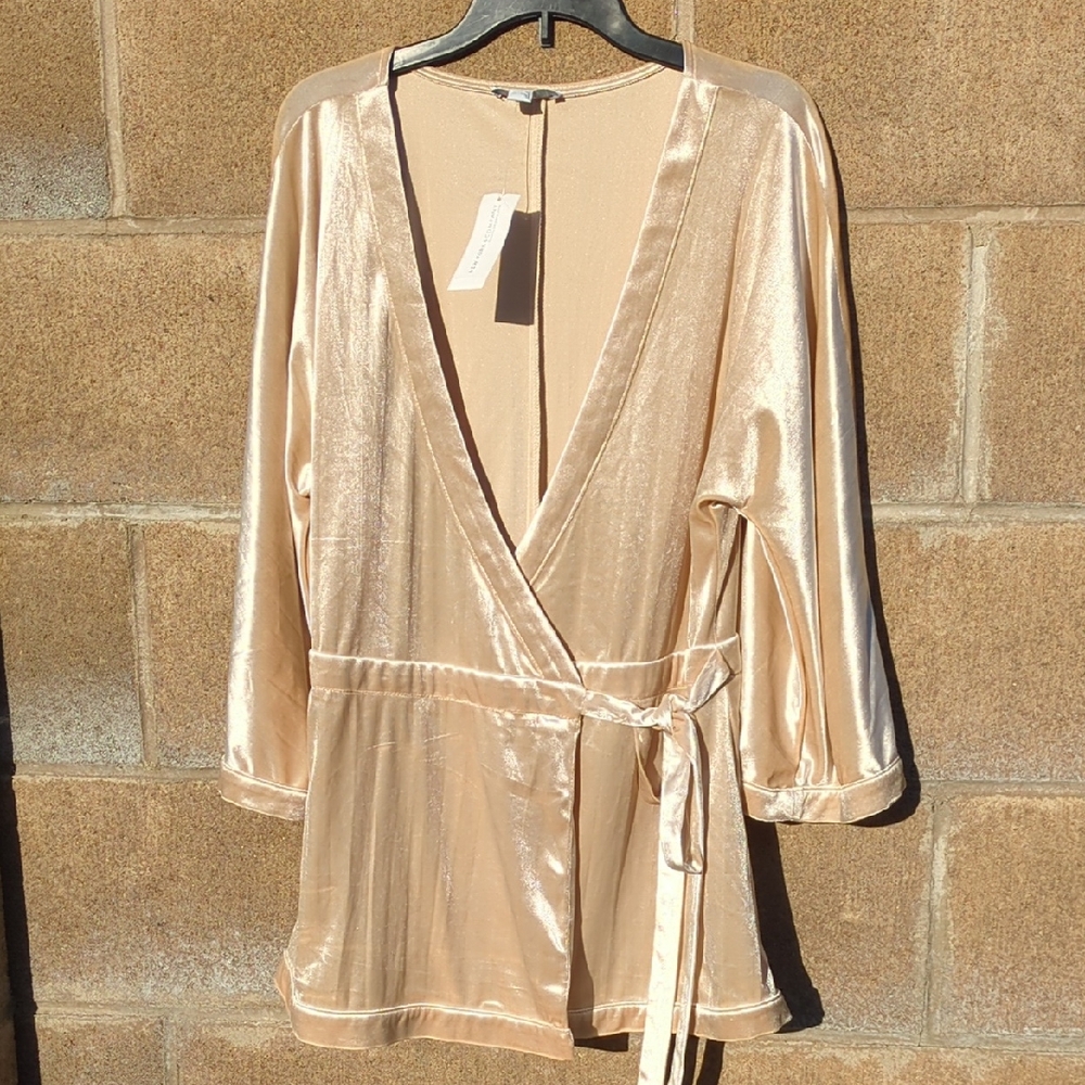 New York & Company Velvet Wrap Blouse Small